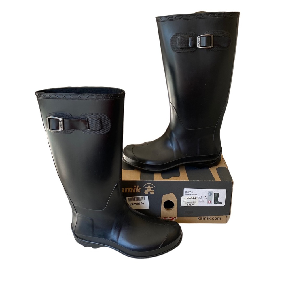 Kamik Olivia Black Rain boots Waterproof Women's 7
